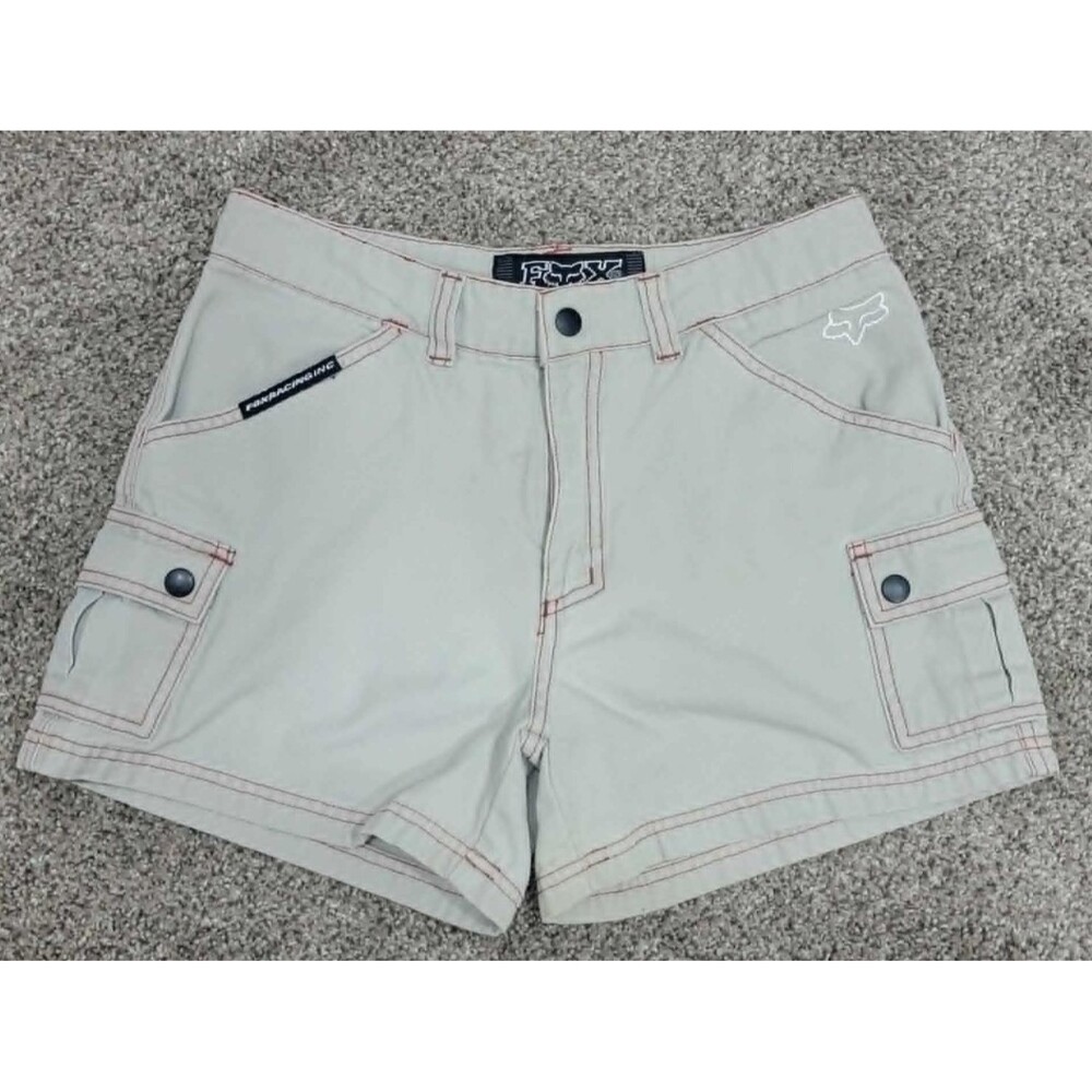 Vintage Women’s 5 Fox Racing Y2K 90s Cargo Style Shorts Khaki Red stitching